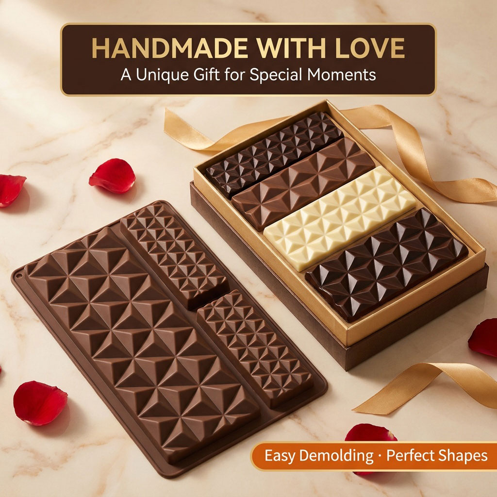 Kitchen Baking Tray - 2-in-1 Silicone Chocolate Bar Mold, Reusable