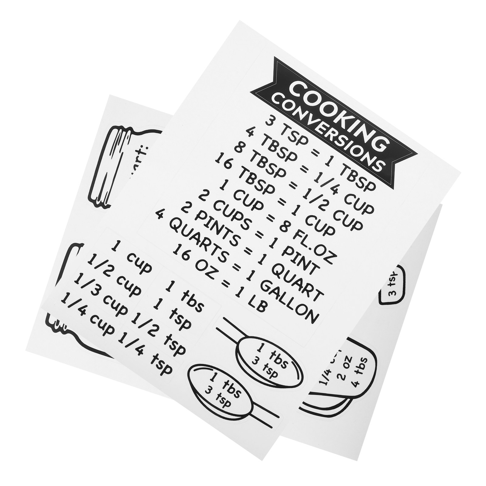 Kitchen Baking Conversion Chart - 2Pcs Kitchen Conversion Sticker Chart Accurate