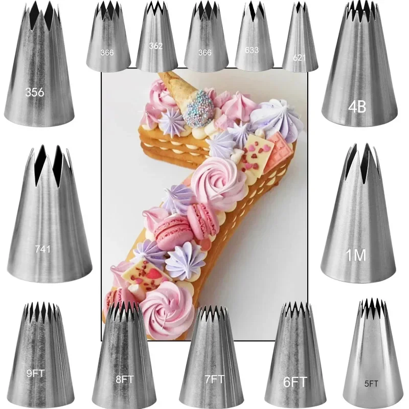 Decorating Tip Set - Large Size Open Star Cream Pastry