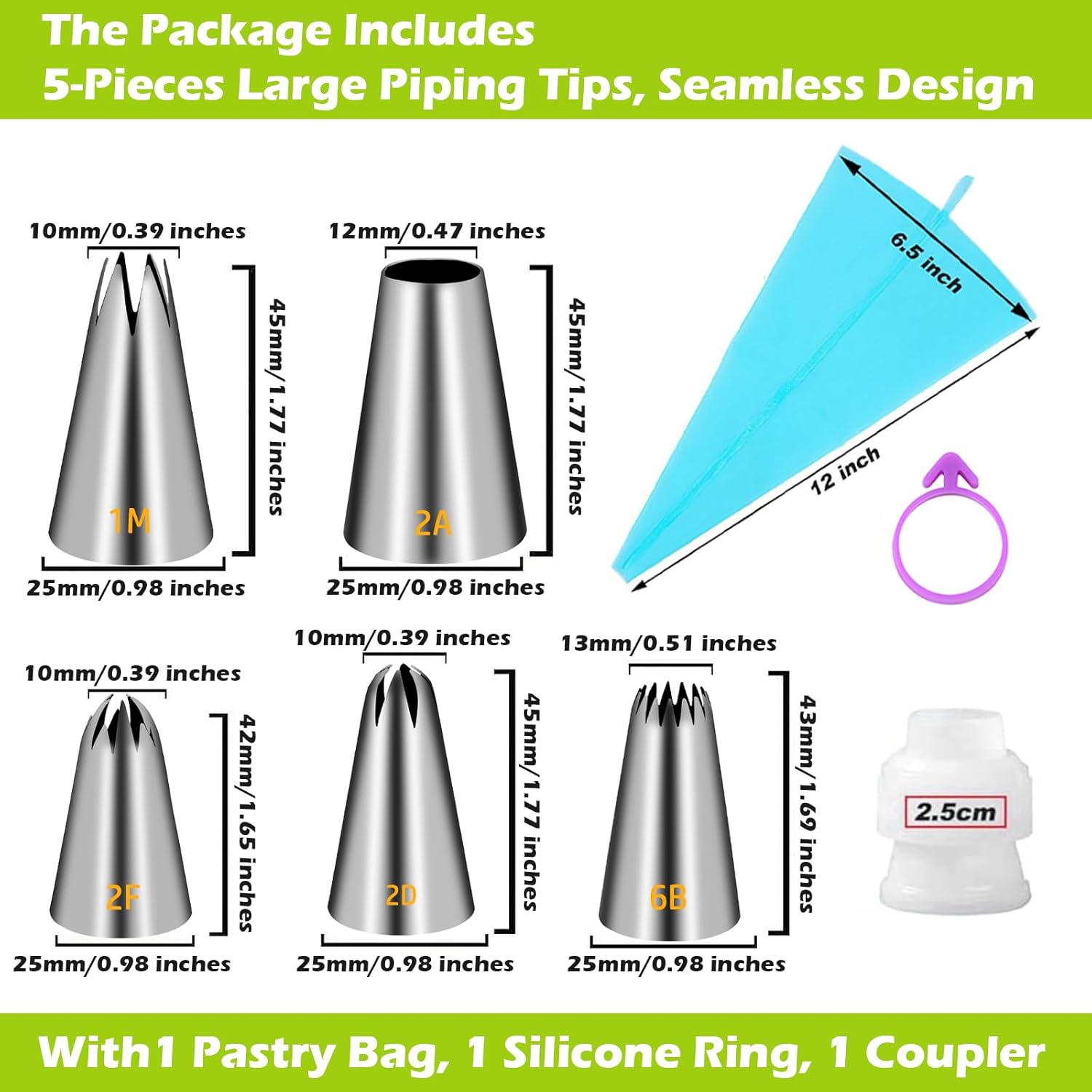 Large Piping Tips Set, Stainle - огляд і ціна Decorating Tip Set